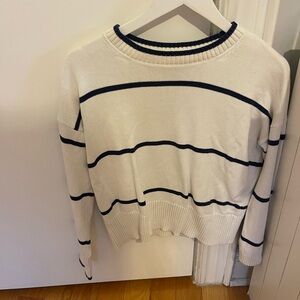 Lands' End Black and White Crew Neck Sweater